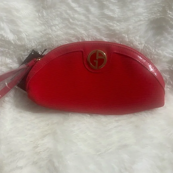 Giorgio Armani Red Cosmetic Pouch with Gold Emblem - Picture 1 of 10